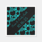ブラックティール（緑がかった色）サークルのカスタマイズ可能な紙ナプキン スタンダードカクテルナプキン (正面)