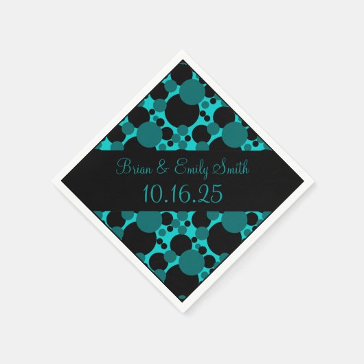 ブラックティール（緑がかった色）サークルのカスタマイズ可能な紙ナプキン スタンダードカクテルナプキン (角)