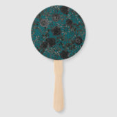 ブラックティール（緑がかった色）バラゴシックエレガントな結婚式 ハンドファン (裏面)