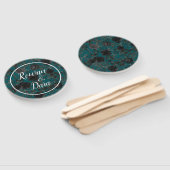 ブラックティール（緑がかった色）バラゴシックエレガントな結婚式 ハンドファン (組立なし)