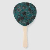 ブラックティール（緑がかった色）バラゴシックエレガントな結婚式 ハンドファン (裏面)