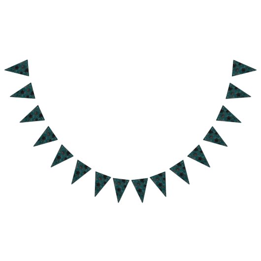 ブラックティール（緑がかった色）バラゴシックエレガントな結婚式 バンティングフラッグ (全)