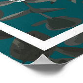 ブラックティール（緑がかった色）バラゴシックエレガントな結婚式 ポスター (角)