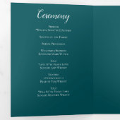 ブラックティール（緑がかった色）バラゴシックエレガントな結婚式 三つ折りプログラム (内部最初)