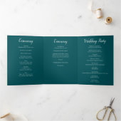 ブラックティール（緑がかった色）バラゴシックエレガントな結婚式 三つ折りプログラム (内部)