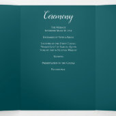 ブラックティール（緑がかった色）バラゴシックエレガントな結婚式 三つ折りプログラム (内部中)