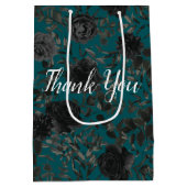 ブラックティール（緑がかった色）バラゴシックエレガントウェディング ミディアムペーパーバッグ (裏面)