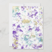 ブラックティール(緑がかった色)パープル金ゴールドスウィート16バースデーパーティー 招待状 (裏面)