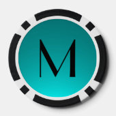 ブラックティール（緑がかった色）フェカスタムードトランプのポーカーチップ ポーカーチップ (裏面)