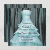 ブラックティール(緑がかった色)ブルーキンセアニェラ招待状 招待状 (正面/裏面)