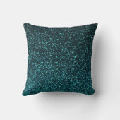 ブラックティール(緑がかった色)ブルー輝くグリッター枕 クッション (裏面)