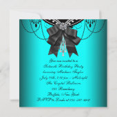 ブラックティール（緑がかった色）ブルーSweet sixteenバースデーパーティー 招待状 (裏面)