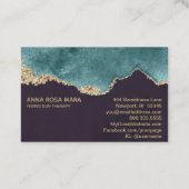 *~*ブラックティール（緑がかった色）モスゲートジオード金ゴールドグリッター 名刺 (裏面)