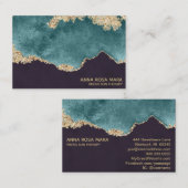 *~*ブラックティール（緑がかった色）モスゲートジオード金ゴールドグリッター 名刺 (正面/裏面)