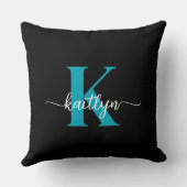 ブラックティール（緑がかった色）モノグラム クッション (裏面)