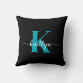 ブラックティール（緑がかった色）モノグラム クッション (裏面)