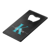 ブラックティール(緑がかった色)モノグラム クレジットカード栓抜き (裏面アングル)