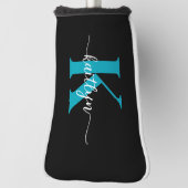 ブラックティール（緑がかった色）モノグラム ゴルフヘッドカバー (回転90)