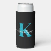 ブラックティール（緑がかった色）モノグラム スリム缶クーラー (Seltzer正面)