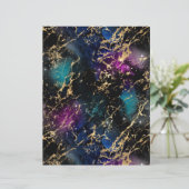 ブラックティール（緑がかった色）大理石銀河系スクラップブック紙シート (スタンド正面)