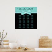 ブラックティール（緑がかった色）結婚ブルーの座席表 ポスター (キッチン)