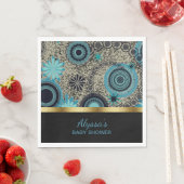 ブラックティール（緑がかった色）金ゴールドパーソナライズされたベビーシャワーナプキン スタンダードランチョンナプキン (インサイチュ)