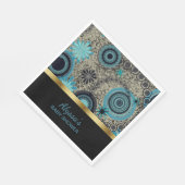 ブラックティール（緑がかった色）金ゴールドパーソナライズされたベビーシャワーナプキン スタンダードランチョンナプキン (角)