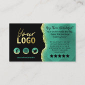 ブラックティール（緑がかった色）金箔グリッターアゲートありがとう 名刺 (裏面)