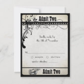 ブラックテキスファンキートスワーズ結婚の応答カード 出欠カード (裏面)