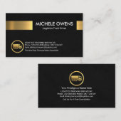 ブラックテクスグランジチャ金ゴールドストライプトラック 名刺 (正面/裏面)