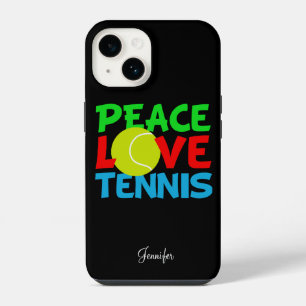 ブラックテニスプレイヤーのピースラブ iPhone 14ケース