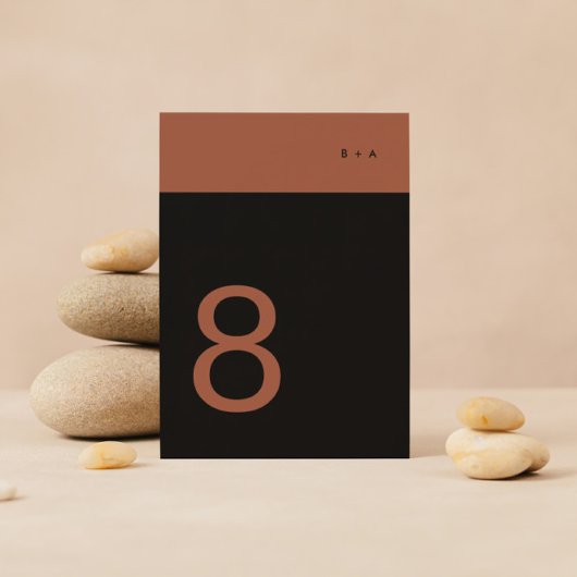 ブラックテラコッタストライプープレインプレミアムエレガント テーブルナンバー