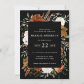 ブラックテラコッタフローラ素朴ブライダルシャワー 招待状 (正面)
