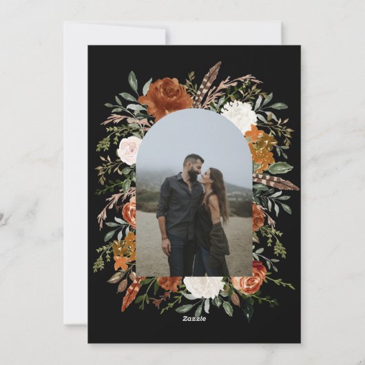 ブラックテラコッタ写真植物学エレガントアーチ シーズンカード (裏面)