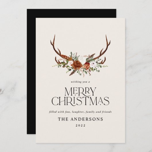 ブラックテラコッタ植物性エレガントスタグフローラ シーズンカード (正面/裏面)