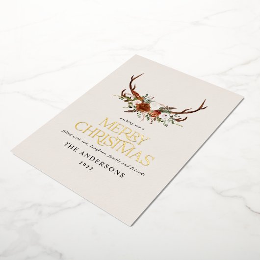 ブラックテラコッタ植物性エレガントスタグフローラ 箔シーズンカード (回転した状態)