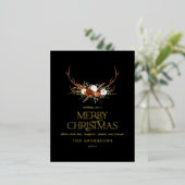 ブラックテラコッタ植物性エレガントスタグフローラ 箔シーズンポストカード (立ち正面)