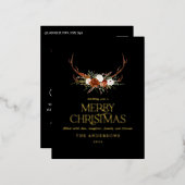 ブラックテラコッタ植物性エレガントスタグフローラ 箔シーズンポストカード (正面/裏面)