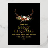 ブラックテラコッタ植物性エレガントスタグフローラ 箔シーズンポストカード (正面)