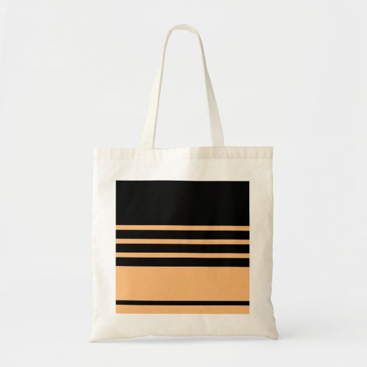 ブラックテラコッタ横ストライプ線 トートバッグ (正面)