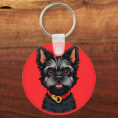 🐶 ブラックテリアの仔犬の日常持ち歩きスタイル 🐶 キーホルダー (正面)