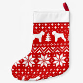 ブラックテリアロシアのーシルエット犬ホリデーレッド スモールクリスマスストッキング (裏面)