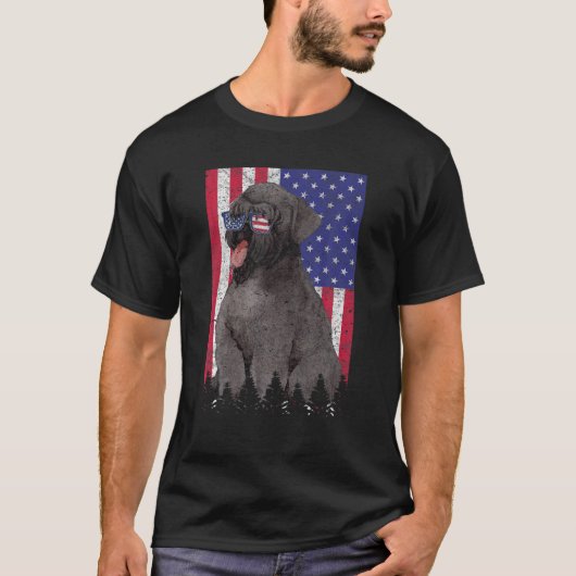 ブラックテリアロシアのー愛国犬アメリカプライド船 Tシャツ (正面)