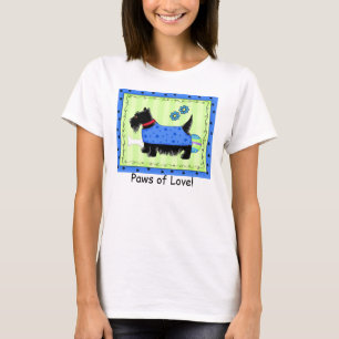 ブラックテリア犬グリーンブルースコッチラブポー Tシャツ
