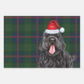 ブラックテロシアのリアードッググリーンレッドプレイドホリデー ラッピングペーパーシート (正面3)