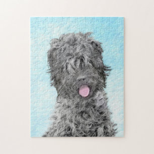 ブラックテロシアのリア絵画ーズ-かわいいオリジナル犬 ジグソーパズル