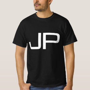 ブラックテンプレートユモノグラムイニシャルメンズモダン Tシャツ