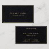 ブラックテンプレートラックスエレガントモダン金ゴールドカラー文字 名刺 (正面/裏面)