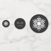 ブラックテーブルの冬の雪の結晶紙吹雪 コンフェッティ (裏面)