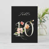 ブラックテーブルナンバー10（5x7植物花のデザイン） 招待状 (スタンド正面)